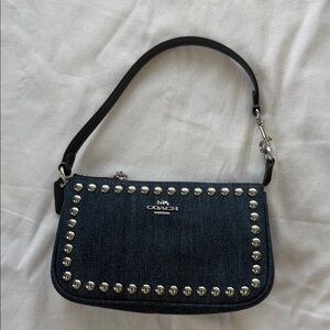 Coach Denim Studded Wristlet